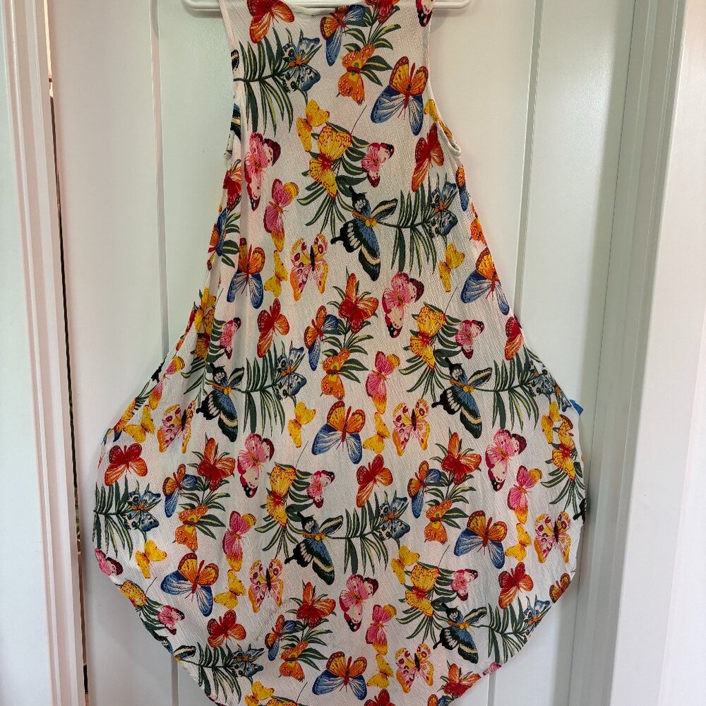 🎁 Sale! 🎁 Easy-care sleeveless crinkle dress colorful butterflies, L fits XL